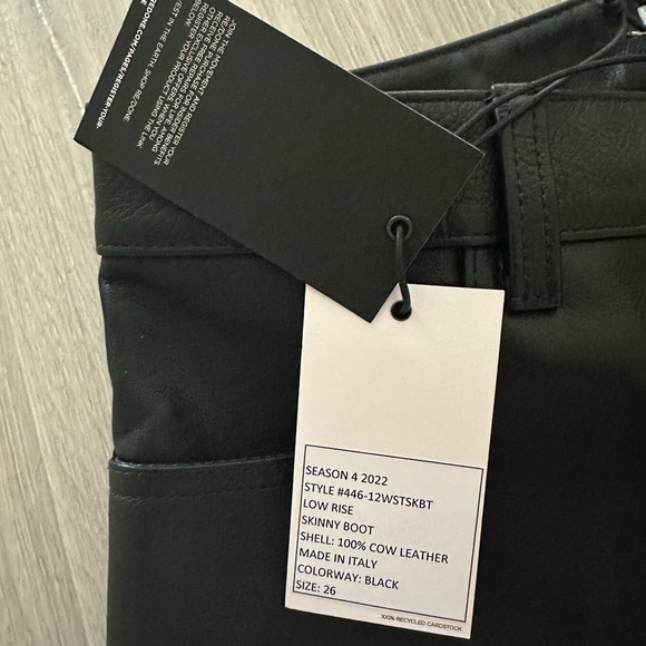 NWT RE/DONE 100% leather pants skinny boot size 26 - Picture 3 of 5